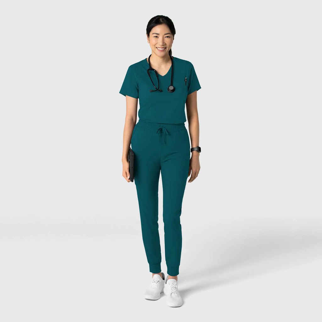 Wink Scrubs Women's Tuck-In Scrub Top Caribbean Blue | scrub-supply.com