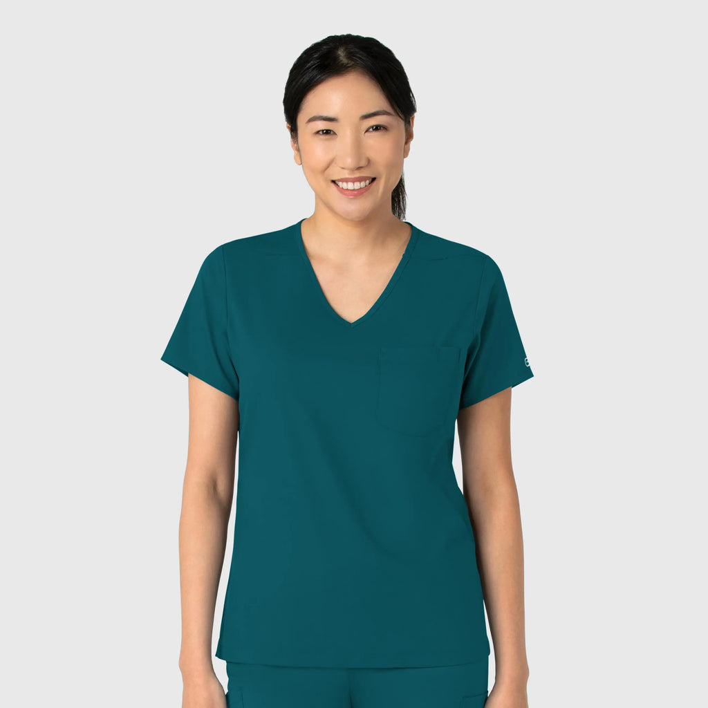 Wink Scrubs Women's Tuck-In Scrub Top Caribbean Blue | scrub-supply.com