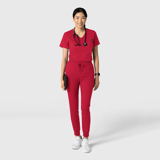 Wink Scrubs Women's Tuck-In Scrub Top Red | scrub-supply.com