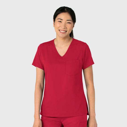 Wink Scrubs Women's Tuck-In Scrub Top Red | scrub-supply.com