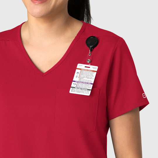 Wink Scrubs Women's Tuck-In Scrub Top Red | scrub-supply.com