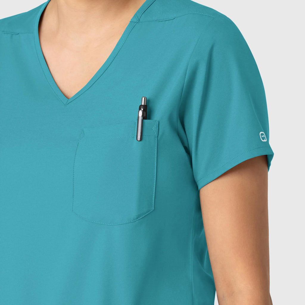 Wink Scrubs Women's Tuck-In Scrub Top Teal | scrub-supply.com