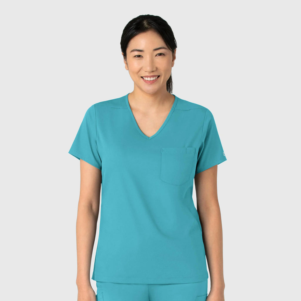 Wink Scrubs Women's Tuck-In Scrub Top Teal | scrub-supply.com