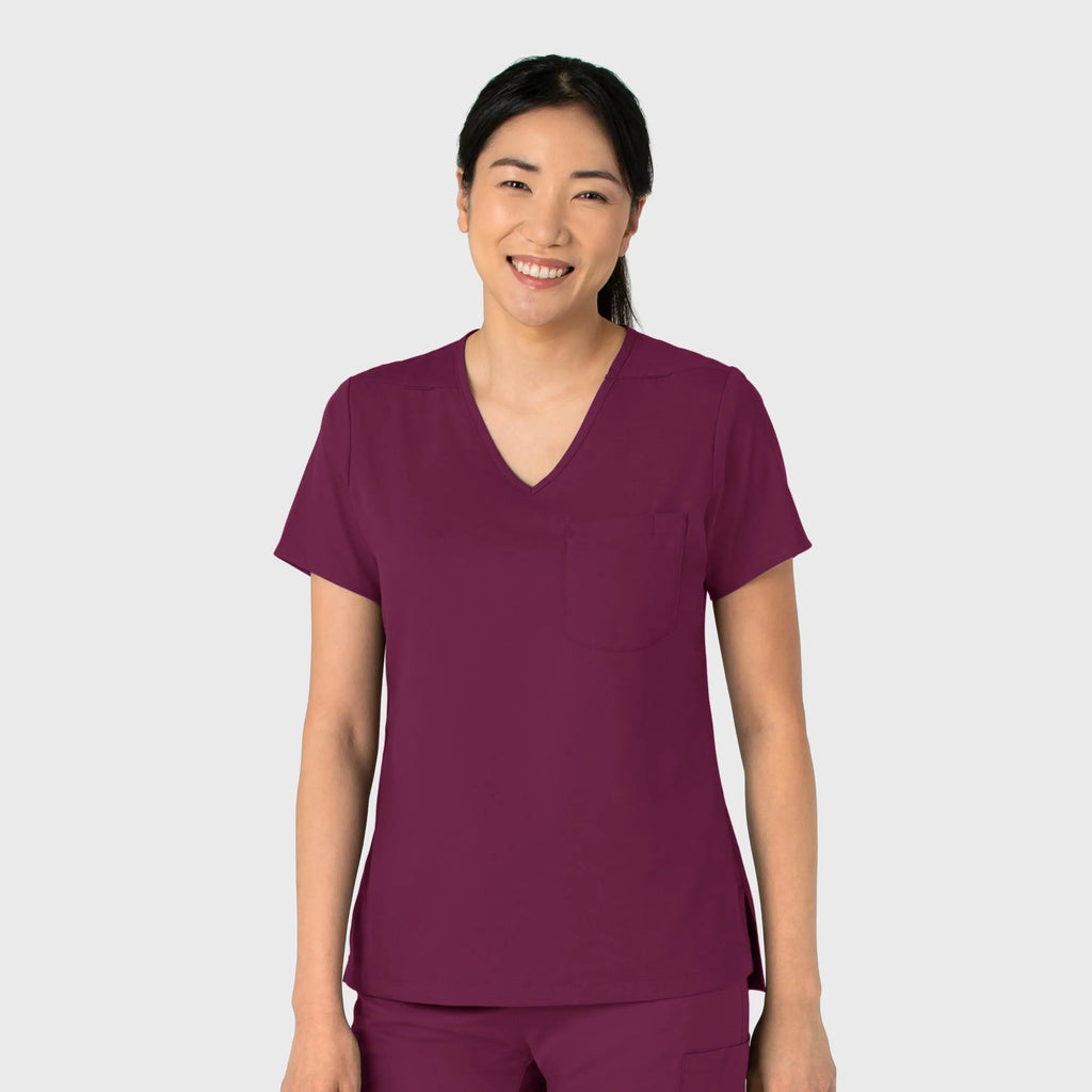 Wink Scrubs Women's Tuck-In Scrub Top Wine | scrub-supply.com