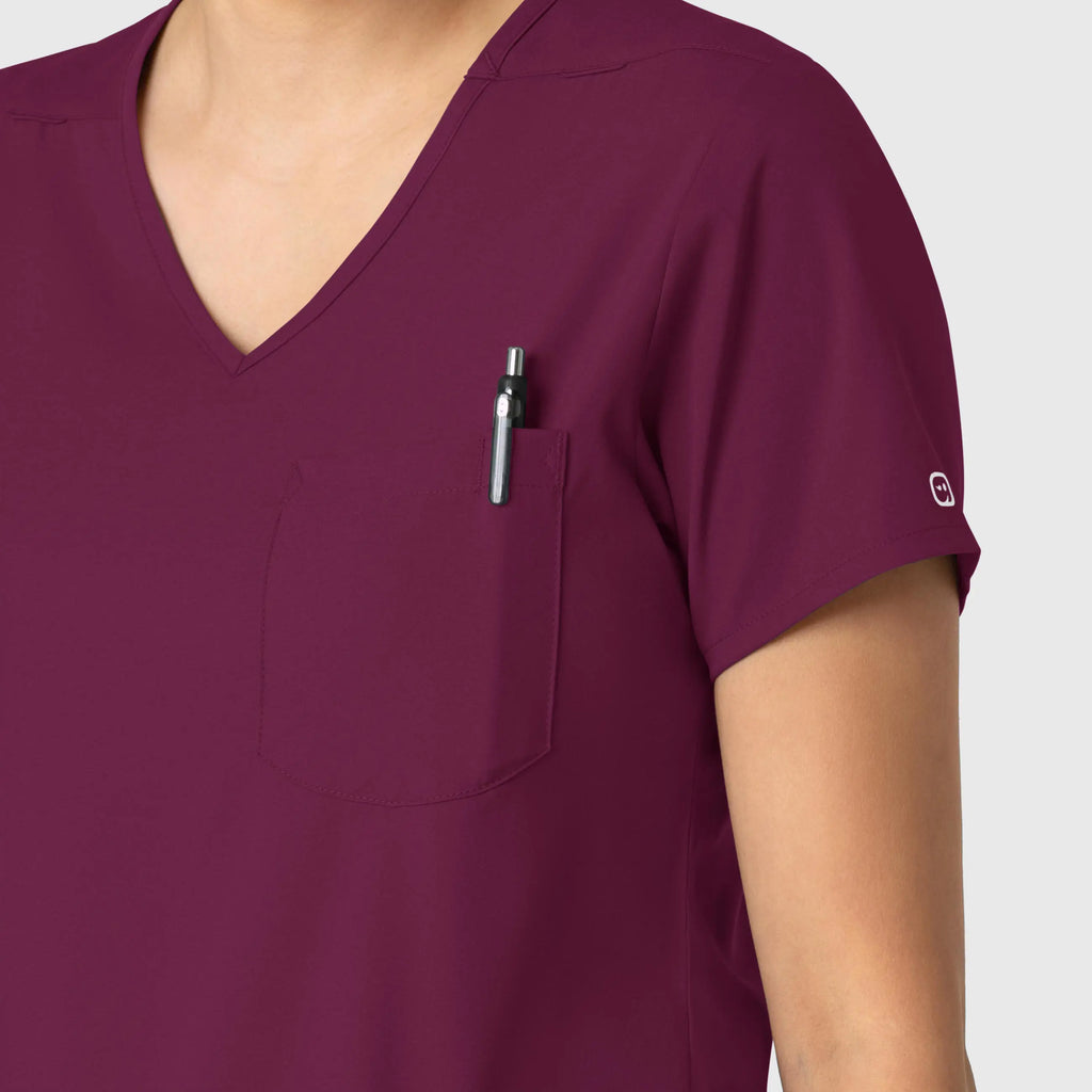 Wink Scrubs Women's Tuck-In Scrub Top Wine | scrub-supply.com