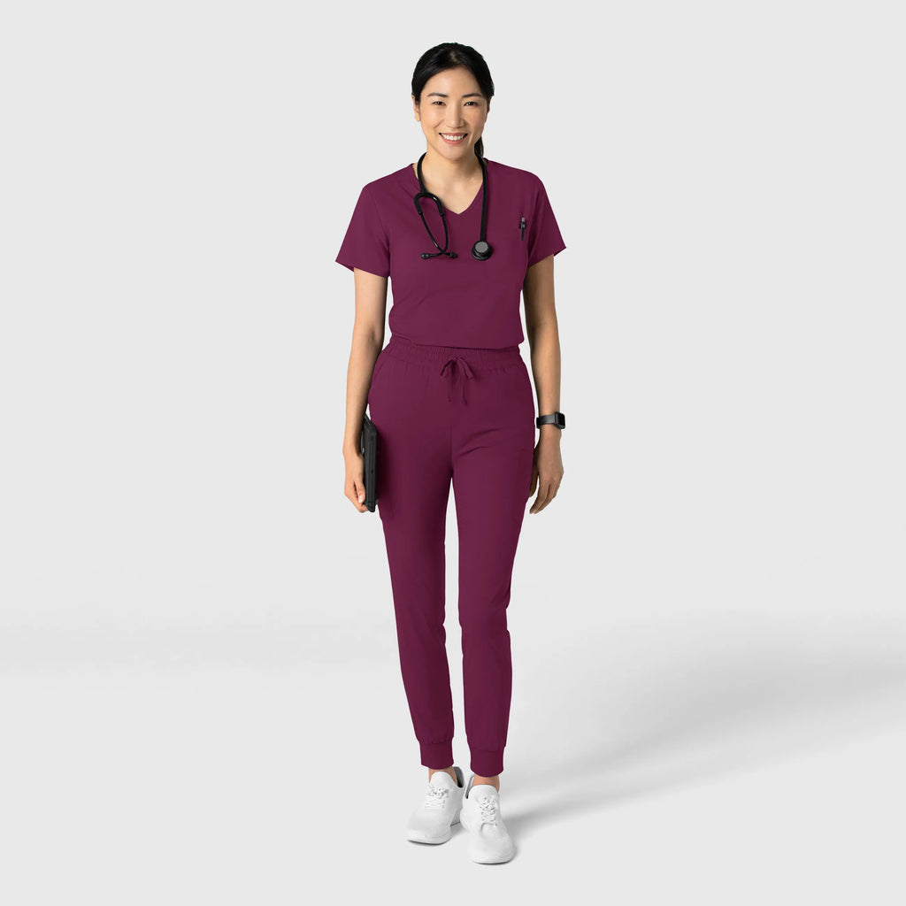 Wink Scrubs Women's Tuck-In Scrub Top Wine | scrub-supply.com