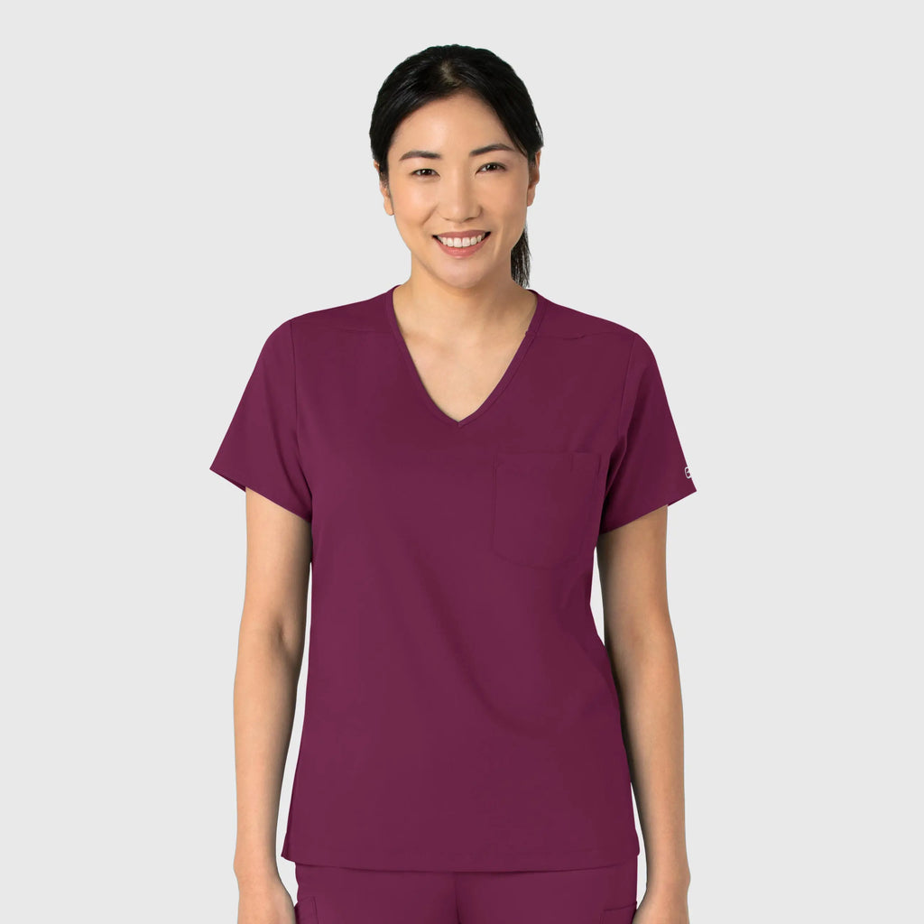 Wink Scrubs Women's Tuck-In Scrub Top Wine | scrub-supply.com