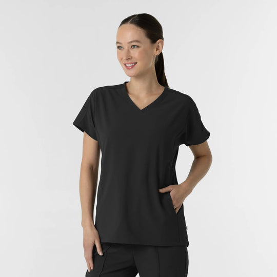 Wink Scrubs Women's V-Neck Tunic Scrub Top Black | scrub-supply.com