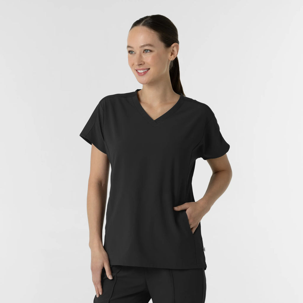 Wink Scrubs Women's V-Neck Tunic Scrub Top Black | scrub-supply.com