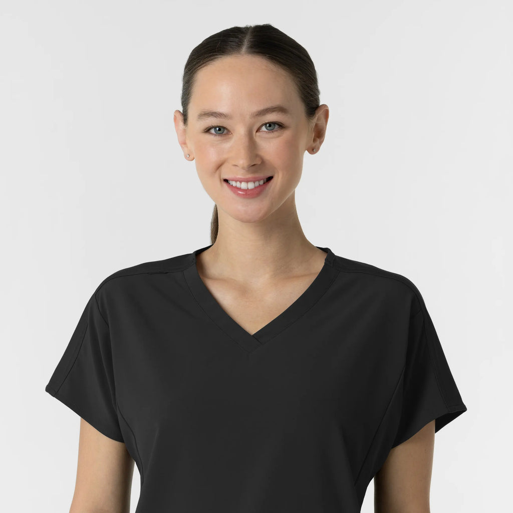 Wink Scrubs Women's V-Neck Tunic Scrub Top Black | scrub-supply.com