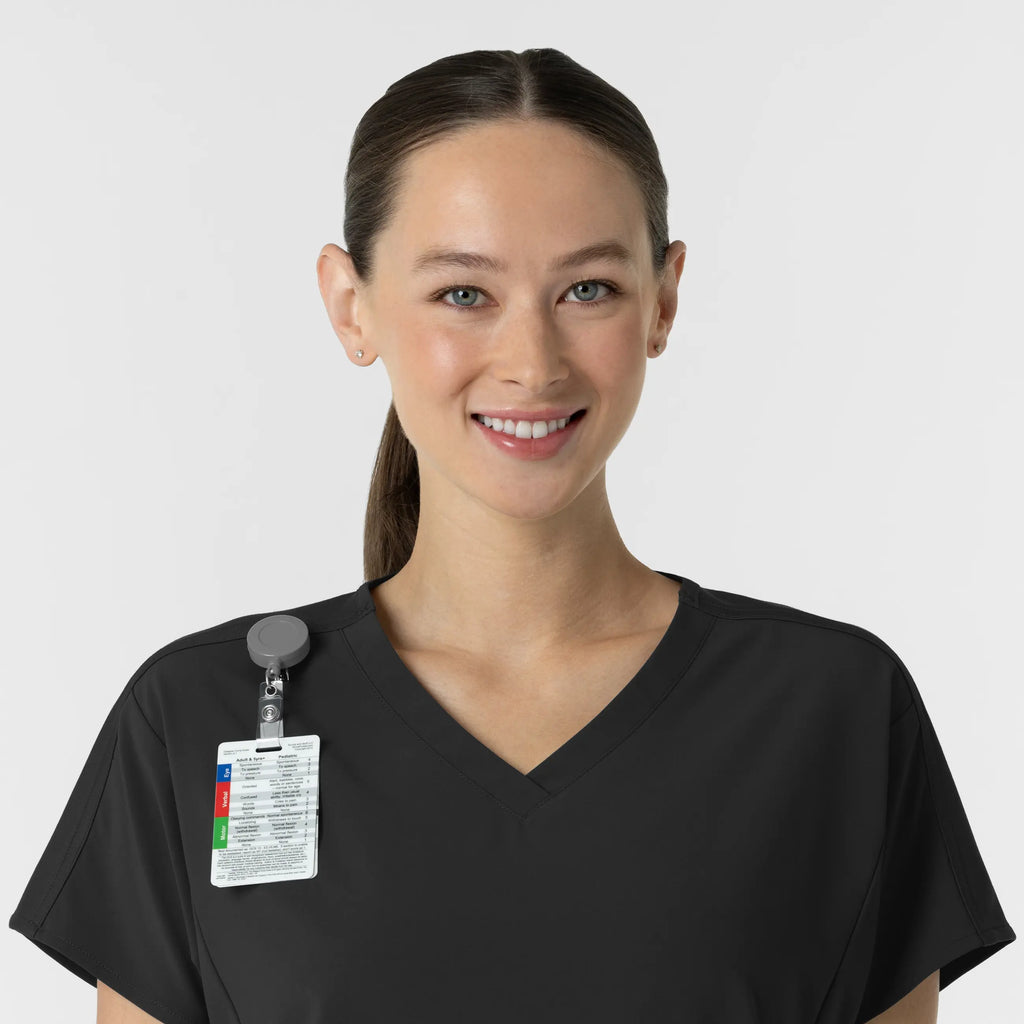 Wink Scrubs Women's V-Neck Tunic Scrub Top Black | scrub-supply.com