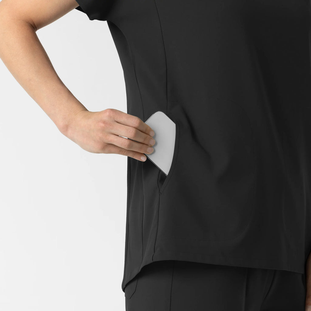 Wink Scrubs Women's V-Neck Tunic Scrub Top Black | scrub-supply.com