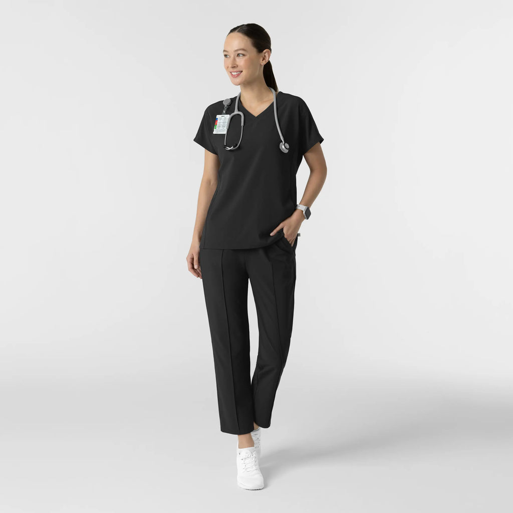 Wink Scrubs Women's V-Neck Tunic Scrub Top Black | scrub-supply.com