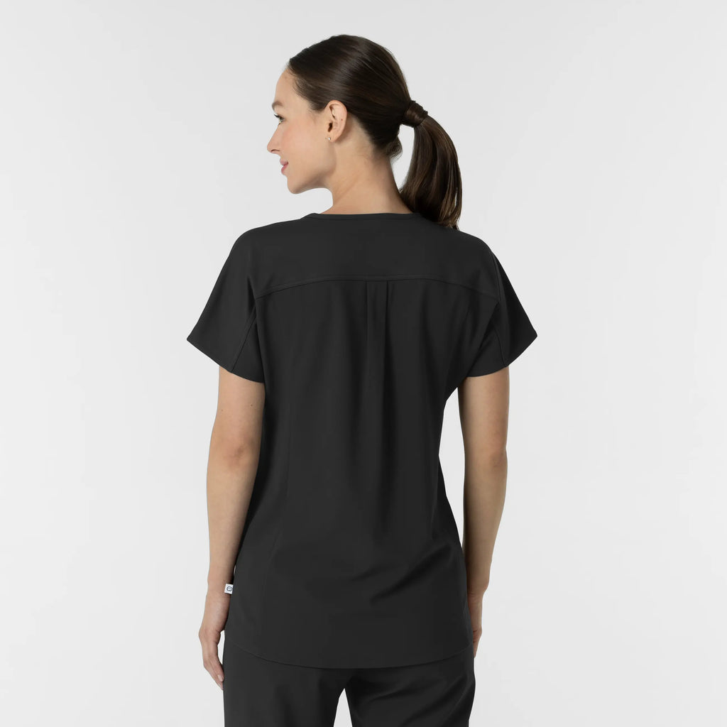 Wink Scrubs Women's V-Neck Tunic Scrub Top Black | scrub-supply.com
