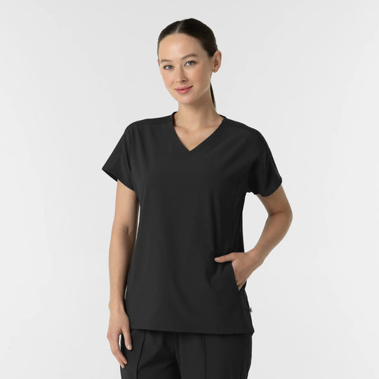 Wink Scrubs Women's V-Neck Tunic Scrub Top Black | scrub-supply.com