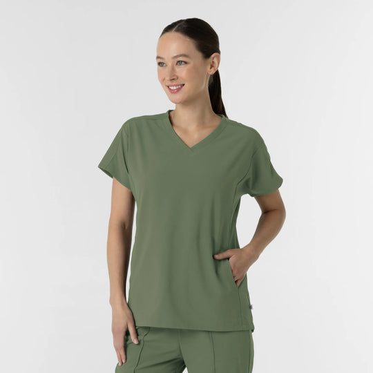 Wink Scrubs Women's V-Neck Tunic Scrub Top Olive | scrub-supply.com