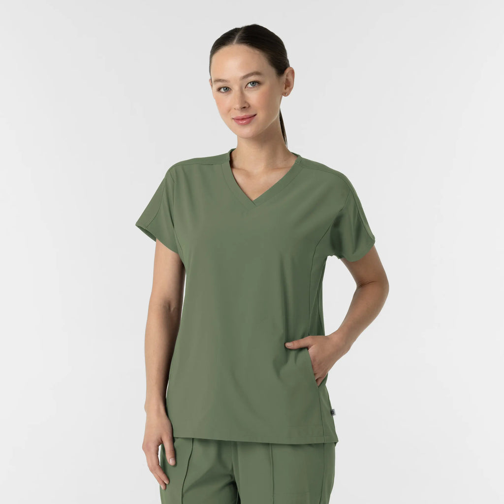 Wink Scrubs Women's V-Neck Tunic Scrub Top Olive | scrub-supply.com