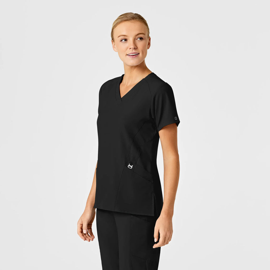 Wink Scrubs Women's Stylized V-Neck Scrub Top Black | scrub-supply.com