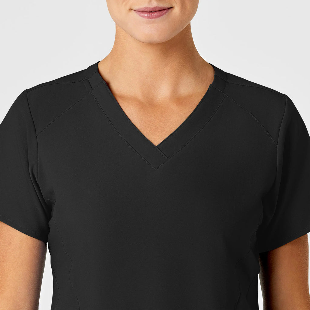 Wink Scrubs Women's Stylized V-Neck Scrub Top Black | scrub-supply.com