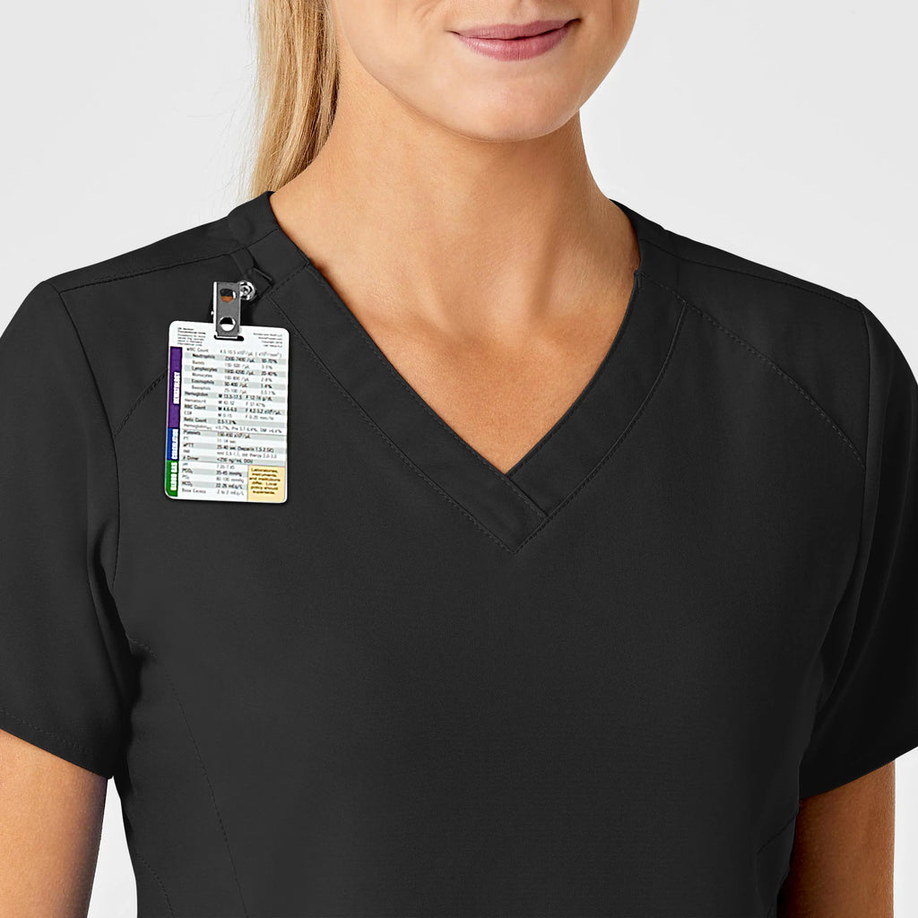 Wink Scrubs Women's Stylized V-Neck Scrub Top Black | scrub-supply.com