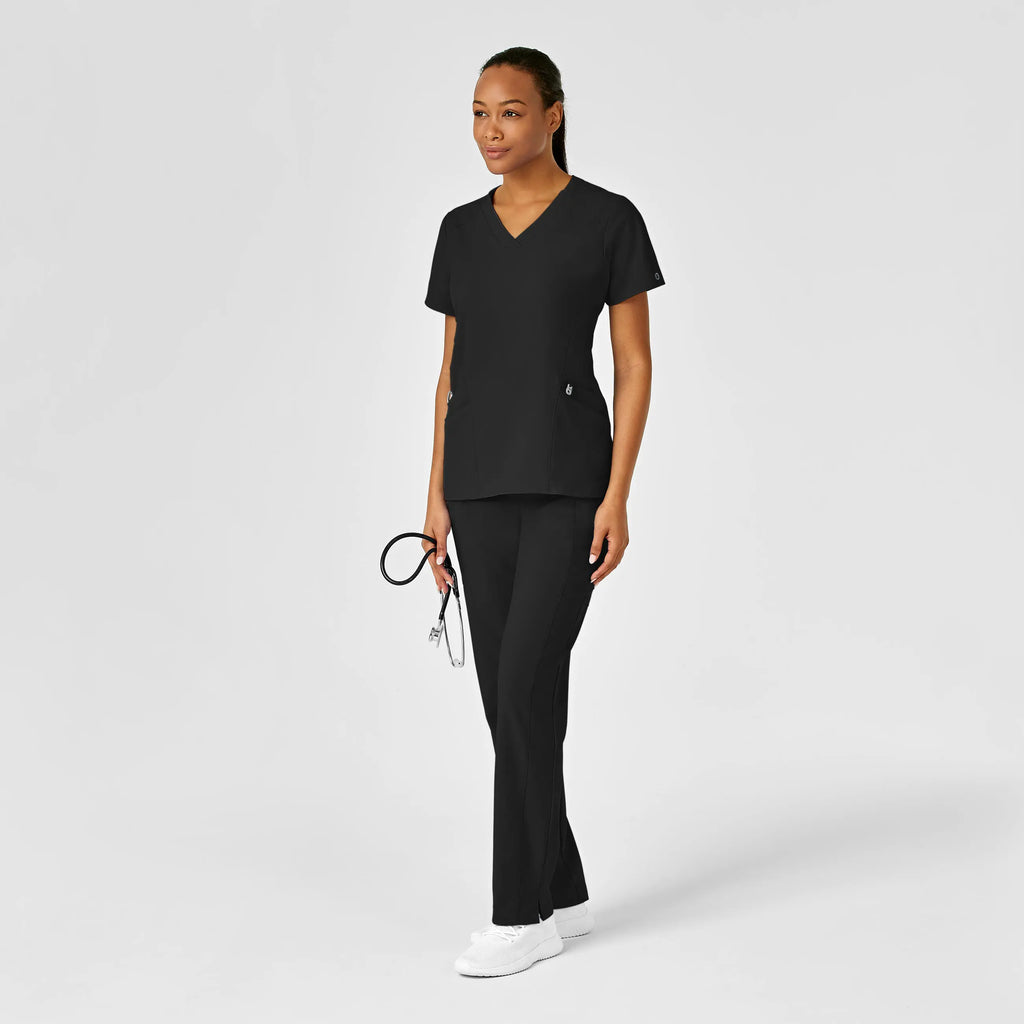 Wink Scrubs Women's Stylized V-Neck Scrub Top Black | scrub-supply.com