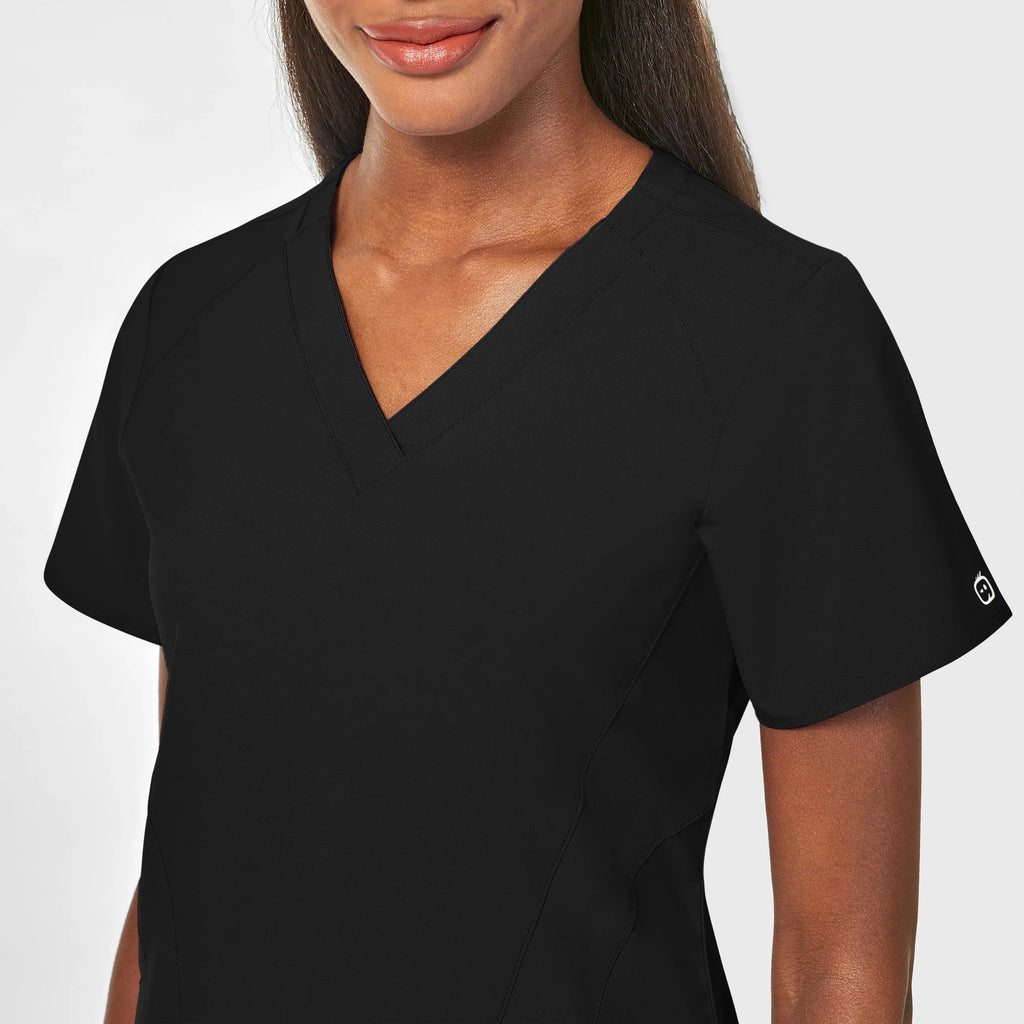 Wink Scrubs Women's Stylized V-Neck Scrub Top Black | scrub-supply.com