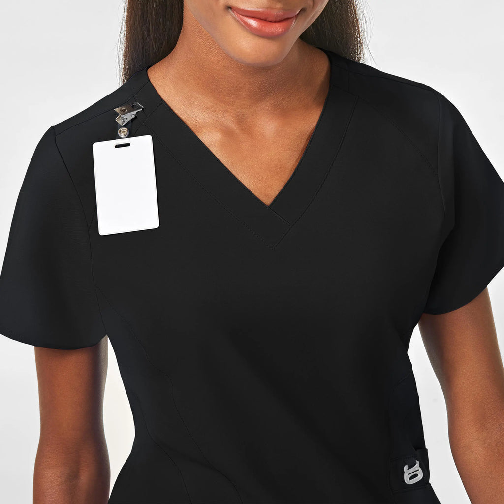 Wink Scrubs Women's Stylized V-Neck Scrub Top Black | scrub-supply.com