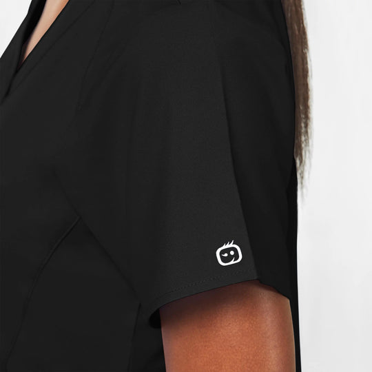Wink Scrubs Women's Stylized V-Neck Scrub Top Black | scrub-supply.com