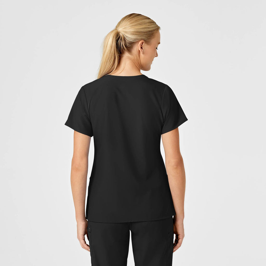 Wink Scrubs Women's Stylized V-Neck Scrub Top Black | scrub-supply.com