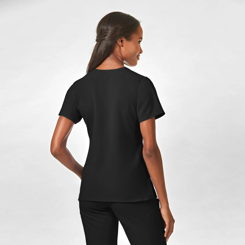 Wink Scrubs Women's Stylized V-Neck Scrub Top Black | scrub-supply.com