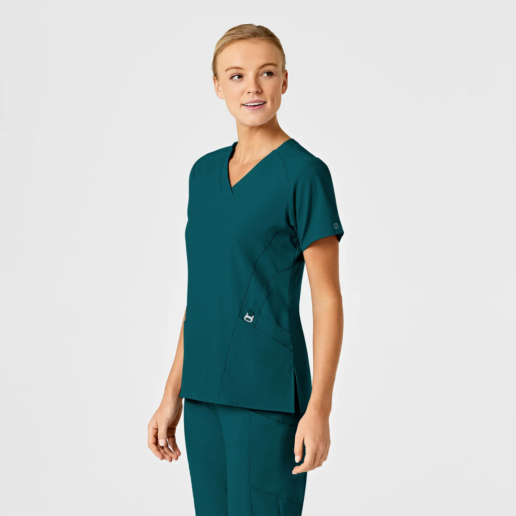 Wink Scrubs Women's Stylized V-Neck Scrub Top Caribbean Blue | scrub-supply.com