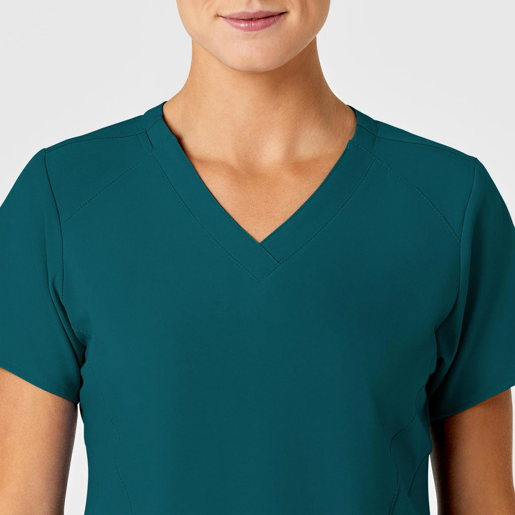 Wink Scrubs Women's Stylized V-Neck Scrub Top Caribbean Blue | scrub-supply.com