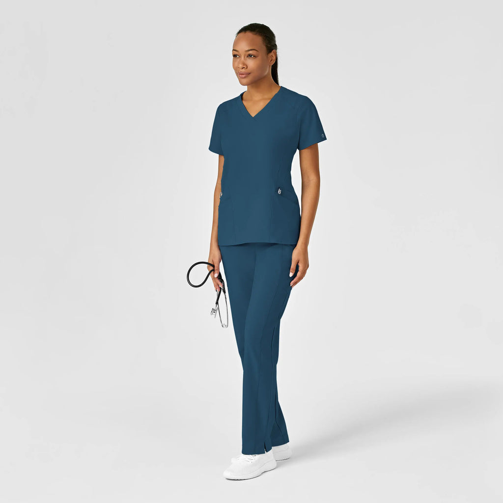 Wink Scrubs Women's Stylized V-Neck Scrub Top Caribbean Blue | scrub-supply.com