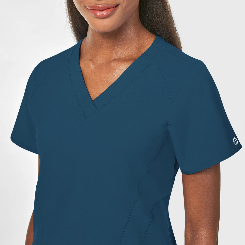 Wink Scrubs Women's Stylized V-Neck Scrub Top Caribbean Blue | scrub-supply.com