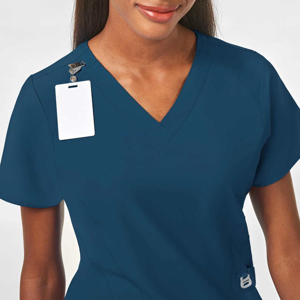 Wink Scrubs Women's Stylized V-Neck Scrub Top Caribbean Blue | scrub-supply.com