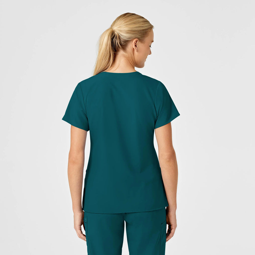 Wink Scrubs Women's Stylized V-Neck Scrub Top Caribbean Blue | scrub-supply.com