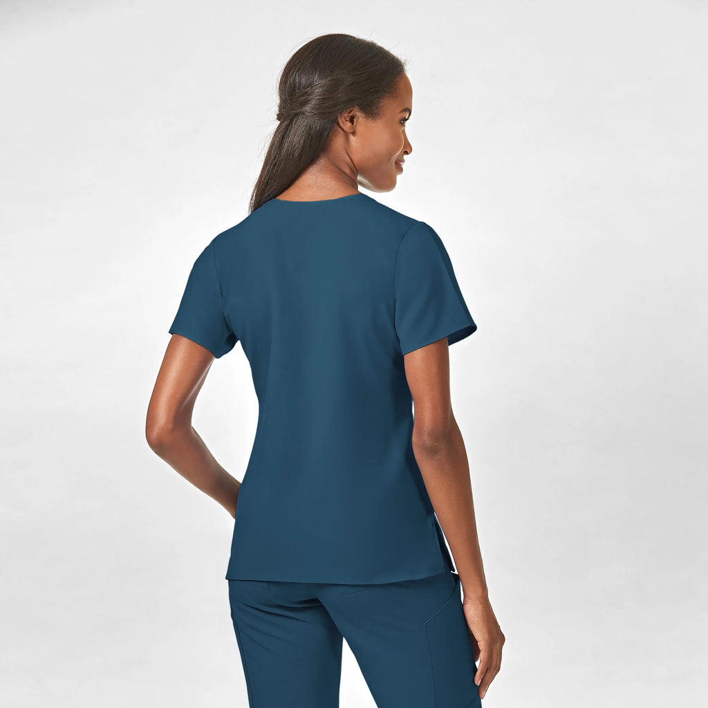 Wink Scrubs Women's Stylized V-Neck Scrub Top Caribbean Blue | scrub-supply.com