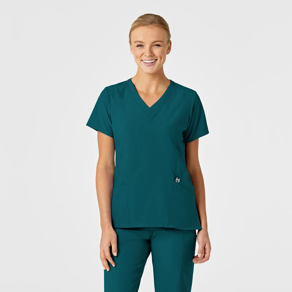 Wink Scrubs Women's Stylized V-Neck Scrub Top Caribbean Blue | scrub-supply.com