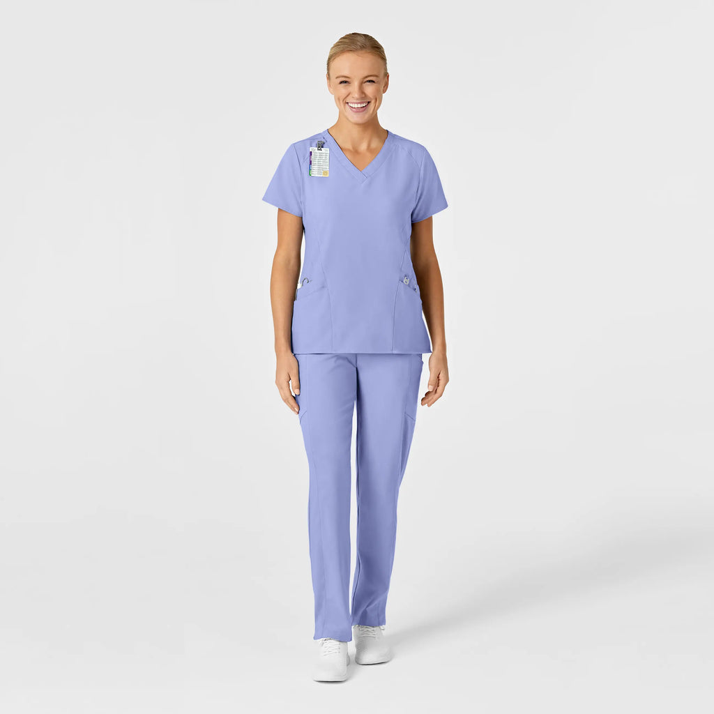 Wink Scrubs Women's Stylized V-Neck Scrub Top Ceil Blue | scrub-supply.com