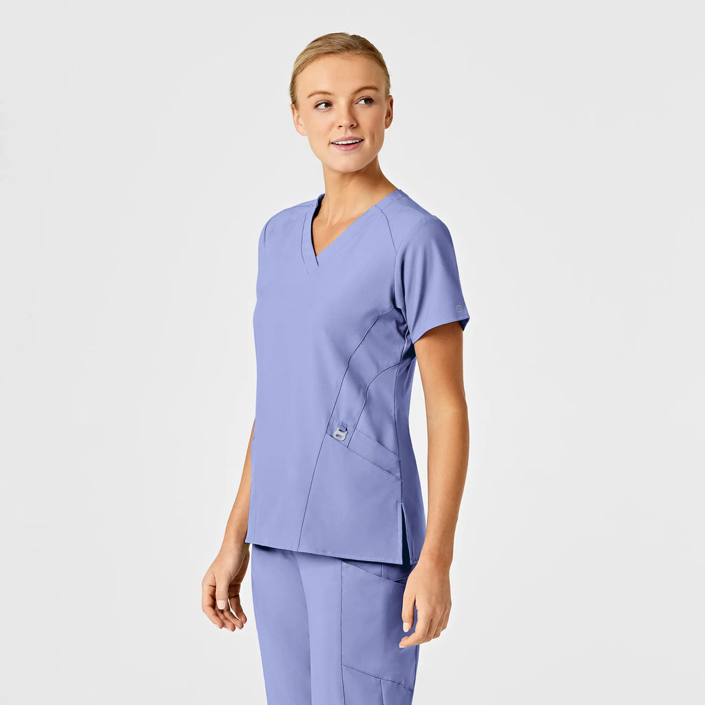 Wink Scrubs Women's Stylized V-Neck Scrub Top Ceil Blue | scrub-supply.com