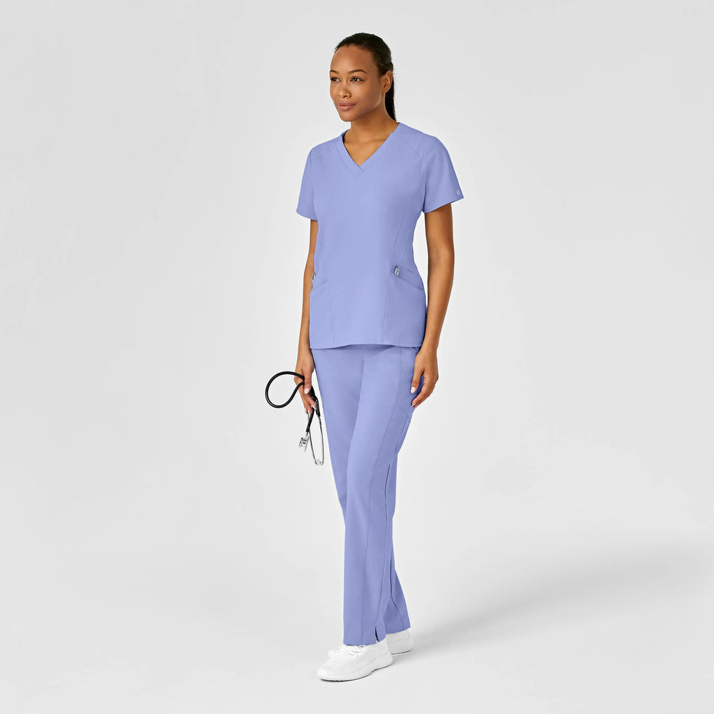 Wink Scrubs Women's Stylized V-Neck Scrub Top Ceil Blue | scrub-supply.com