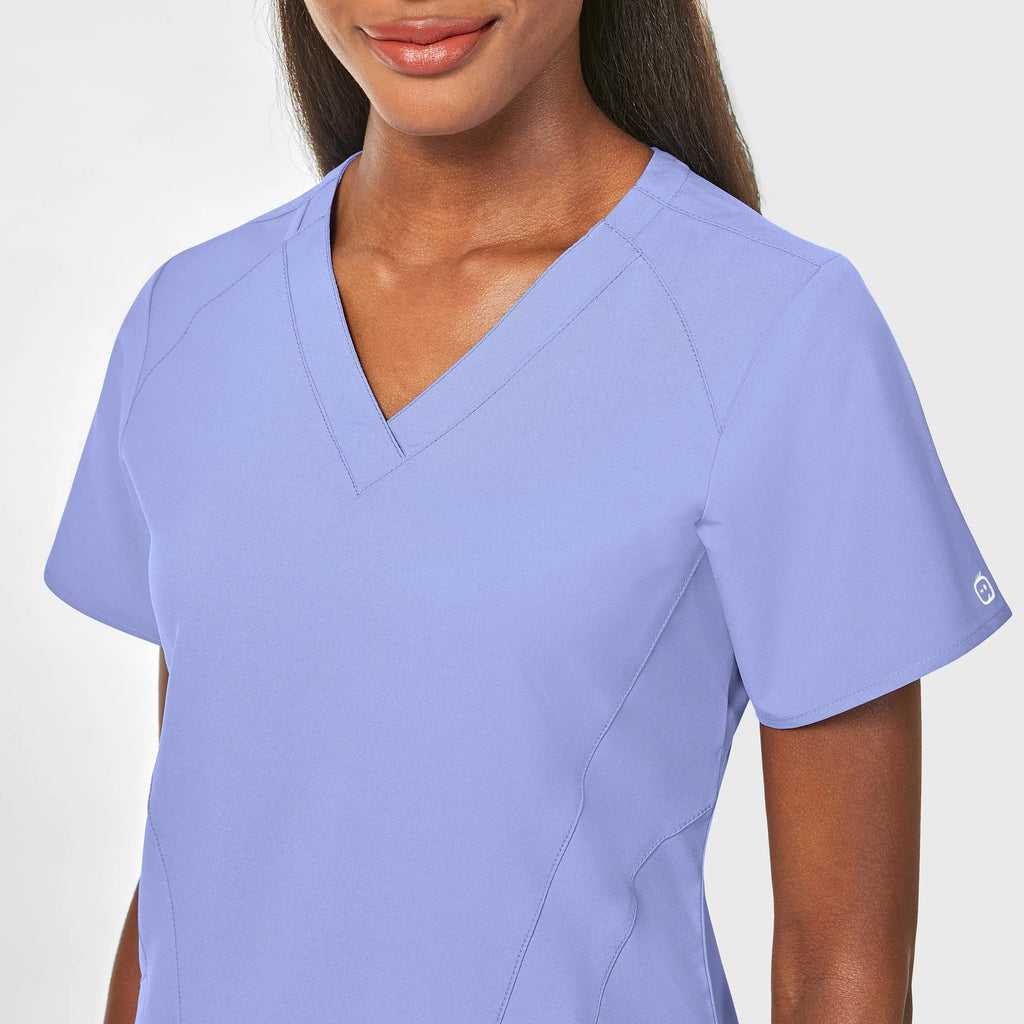 Wink Scrubs Women's Stylized V-Neck Scrub Top Ceil Blue | scrub-supply.com