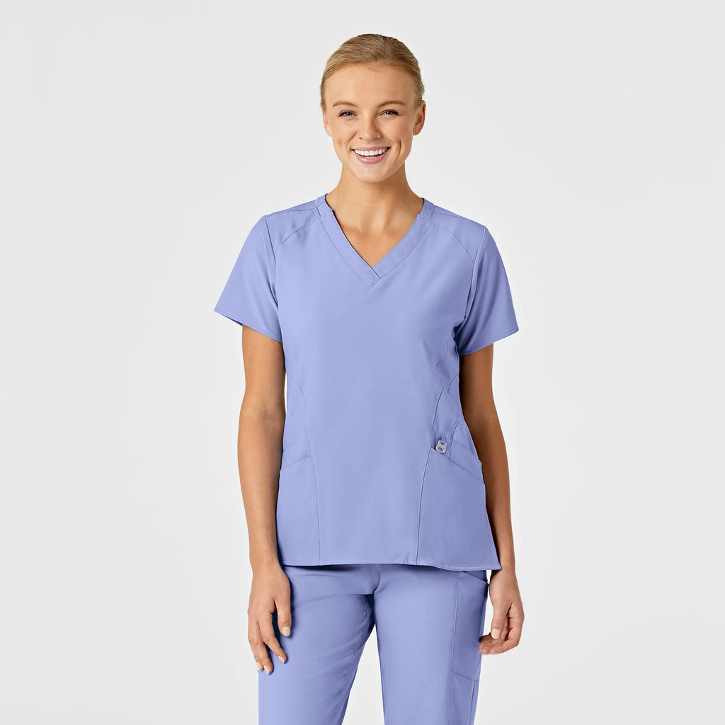 Wink Scrubs Women's Stylized V-Neck Scrub Top Ceil Blue | scrub-supply.com