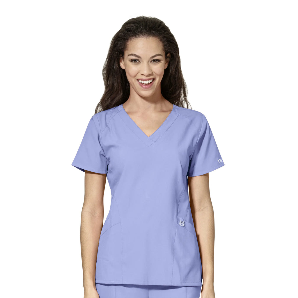 Wink Scrubs Women's Stylized V-Neck Scrub Top Ceil Blue | scrub-supply.com