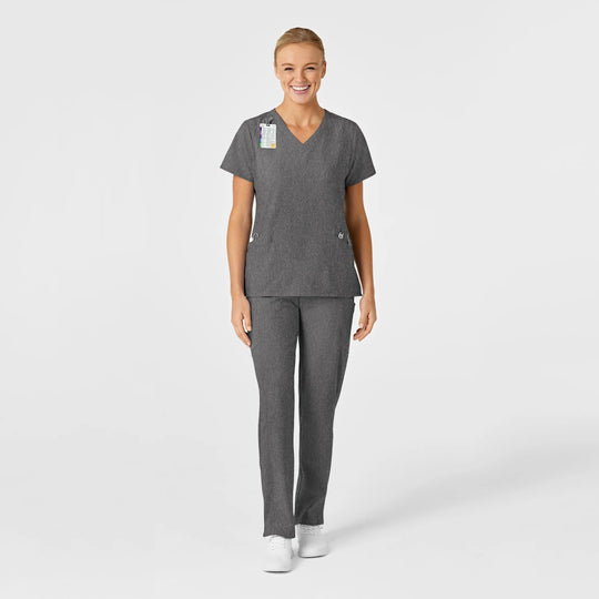 Wink Scrubs Women's Stylized V-Neck Scrub Top Charcoal Heather | scrub-supply.com
