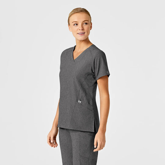 Wink Scrubs Women's Stylized V-Neck Scrub Top Charcoal Heather | scrub-supply.com