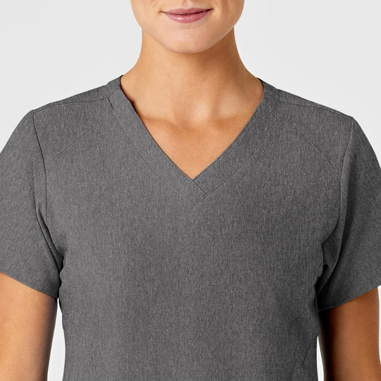 Wink Scrubs Women's Stylized V-Neck Scrub Top Charcoal Heather | scrub-supply.com