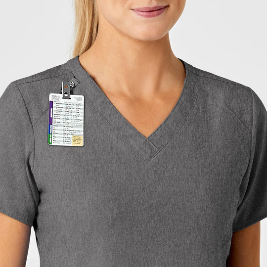Wink Scrubs Women's Stylized V-Neck Scrub Top Charcoal Heather | scrub-supply.com