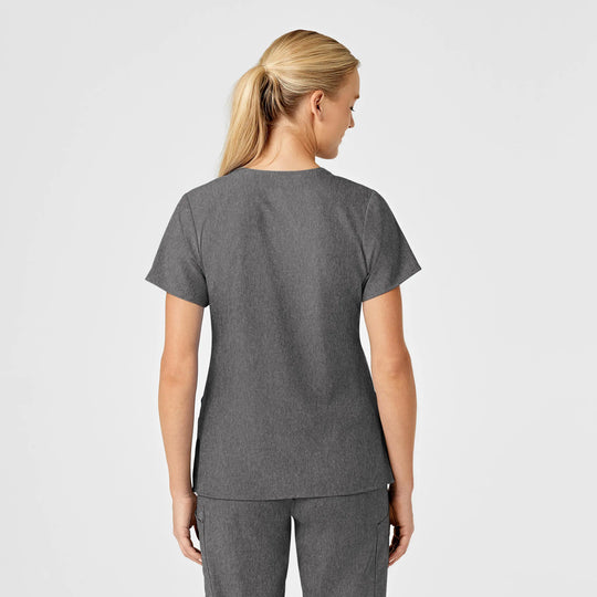 Wink Scrubs Women's Stylized V-Neck Scrub Top Charcoal Heather | scrub-supply.com