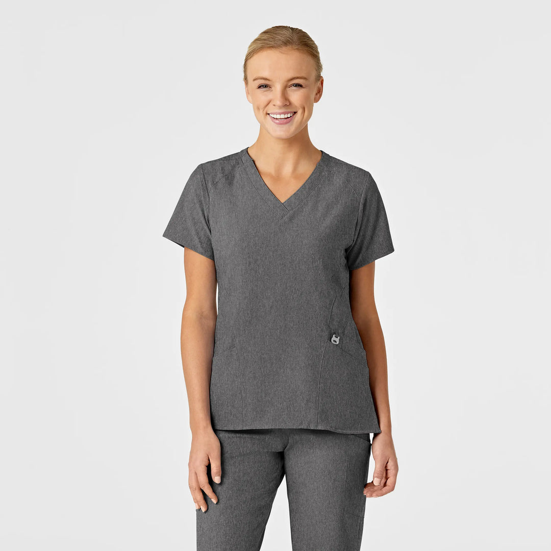 Wink Scrubs Women's Stylized V-Neck Scrub Top Charcoal Heather | scrub-supply.com